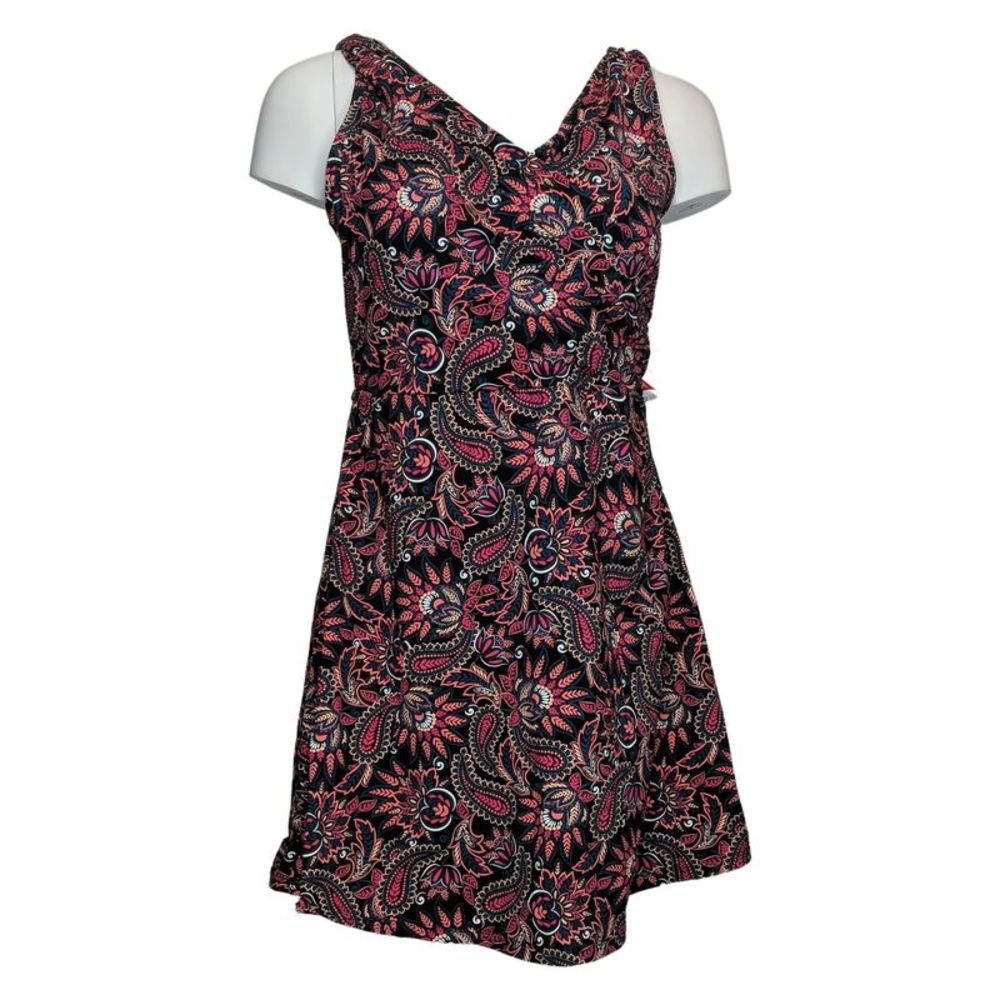 Lands' End Women's Swimsuit Sz 8 Surplice Swim Dress Black A568243